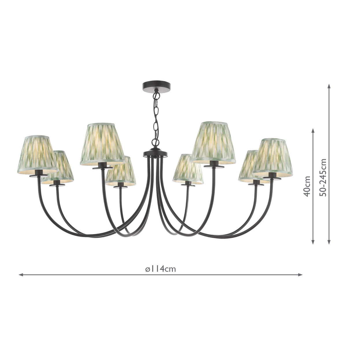 Becca 8 Light Armed Pendant Matt Black With Shade