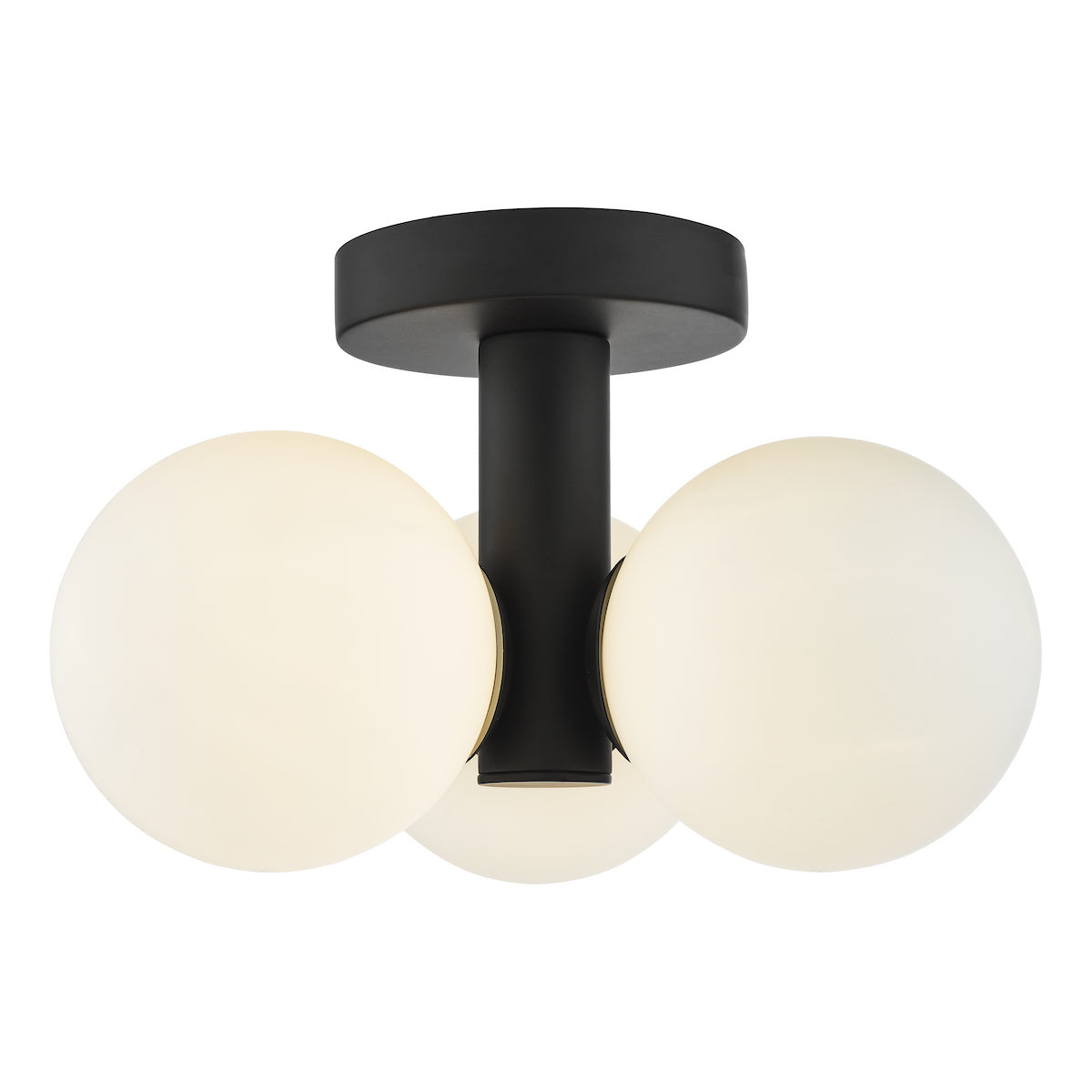 BLAKE 3LT SEMI FLUSH MATT BLACK OPAL GLASS IP44