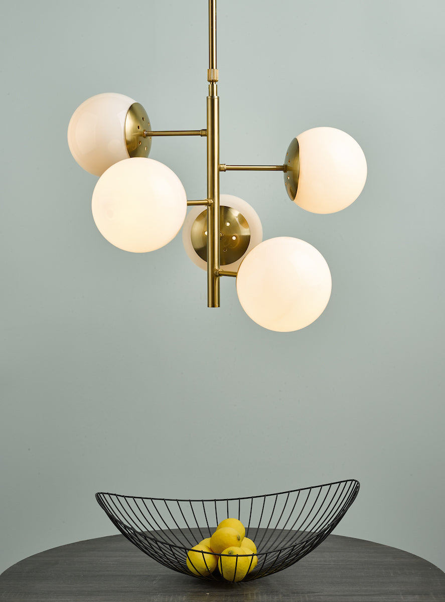 BOMBAZINE 5LT PENDANT NATURAL BRASS CW GL SHDS