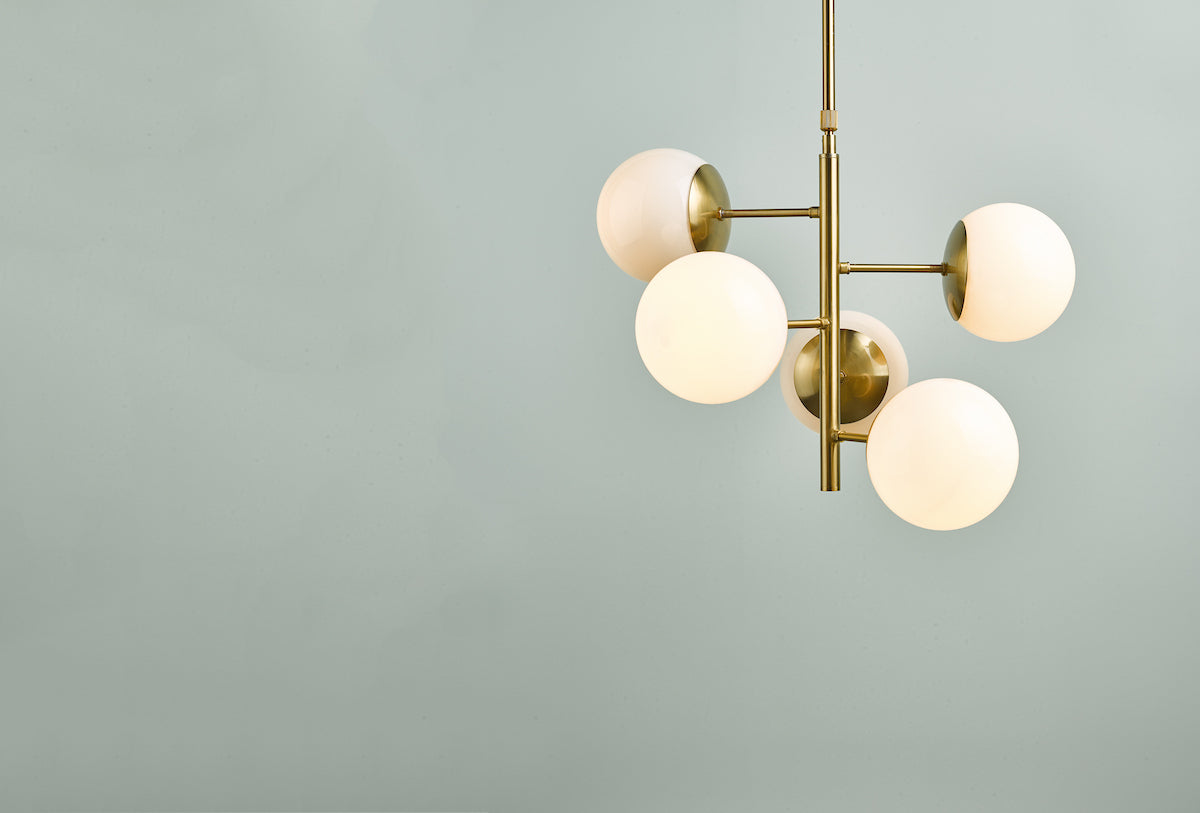 BOMBAZINE 5LT PENDANT NATURAL BRASS CW GL SHDS