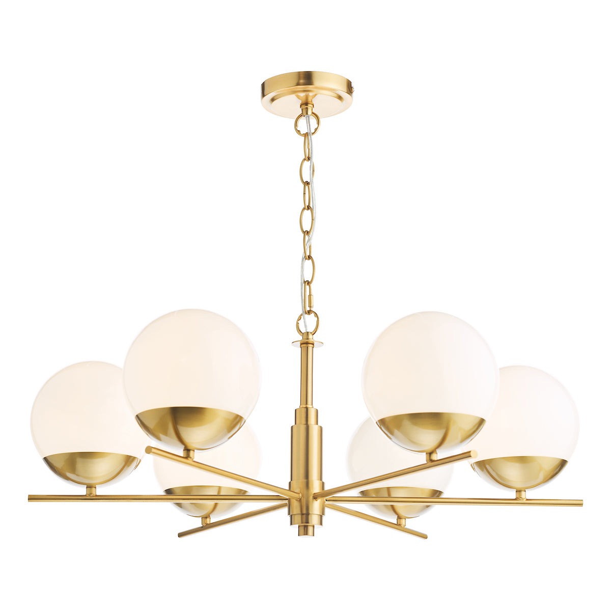 BOMBAZINE 6LT PENDANT NATURAL BRASS CW GLS SHDS