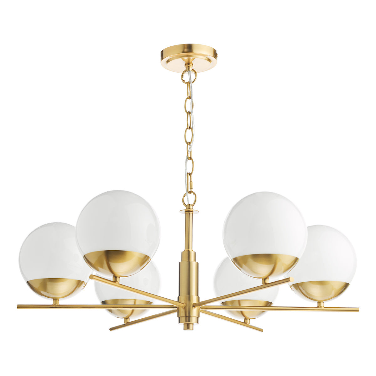 BOMBAZINE 6LT PENDANT NATURAL BRASS CW GLS SHDS