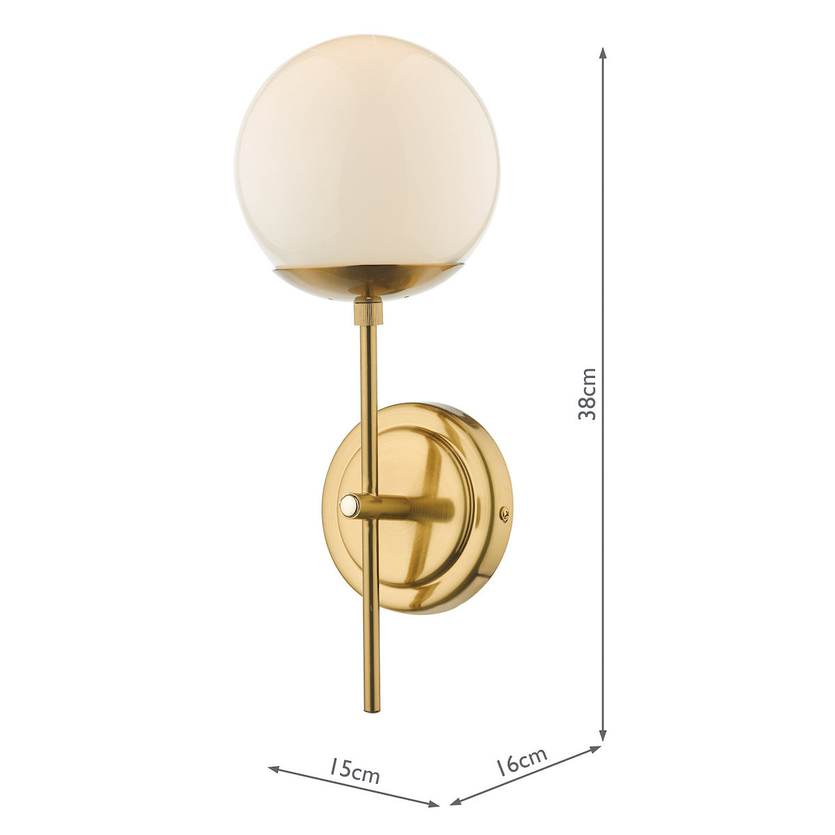 BOMBAZINE 1LT WALL LIGHT NATURAL BRASS CW GLS SHD