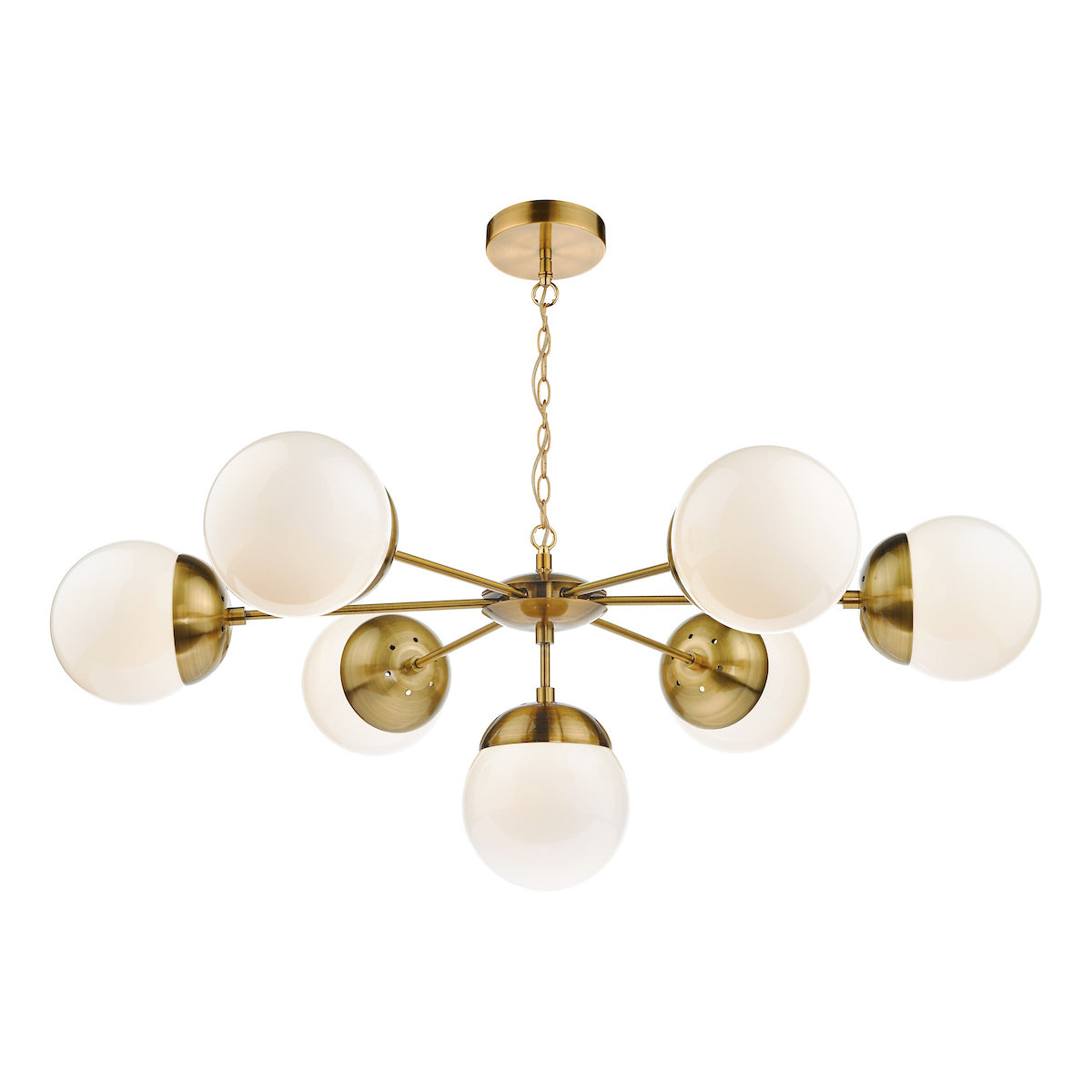 BOMBAZINE 7LT PENDANT NATURAL BRASS CW GL SHDS