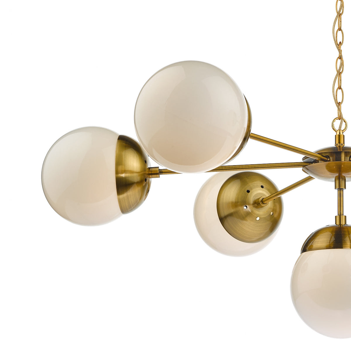 BOMBAZINE 7LT PENDANT NATURAL BRASS CW GL SHDS