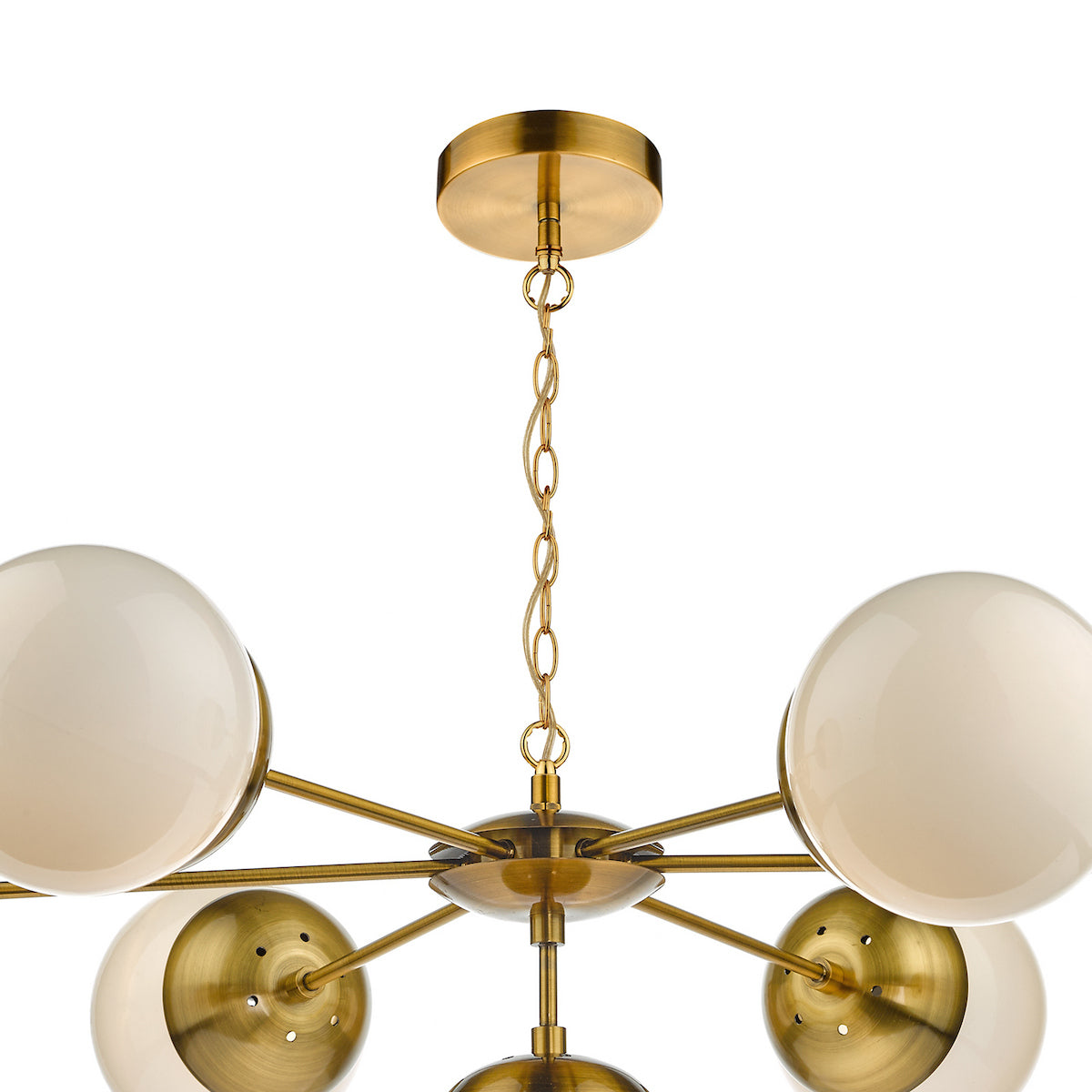 BOMBAZINE 7LT PENDANT NATURAL BRASS CW GL SHDS