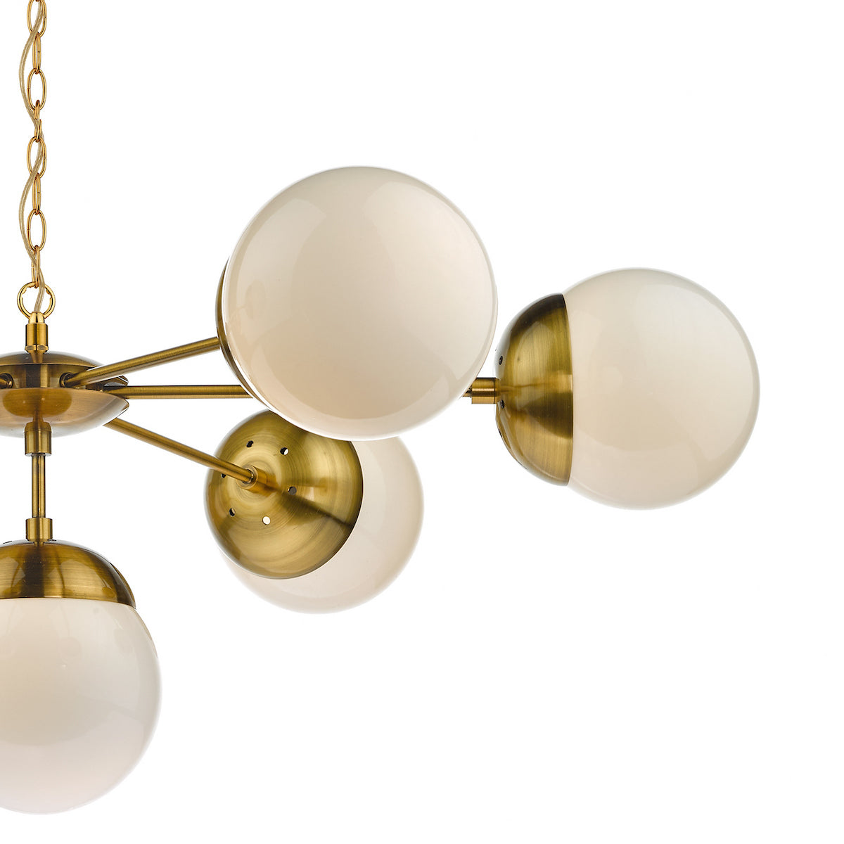 BOMBAZINE 7LT PENDANT NATURAL BRASS CW GL SHDS