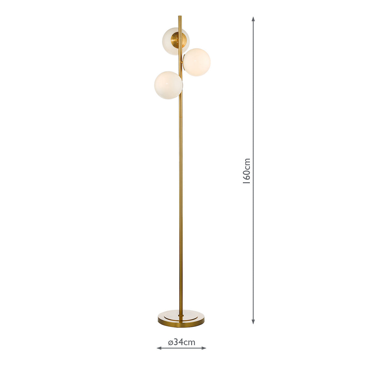 BOMBAZINE 3LT FLOOR LAMP NATURAL BRASS OPAL GLASS