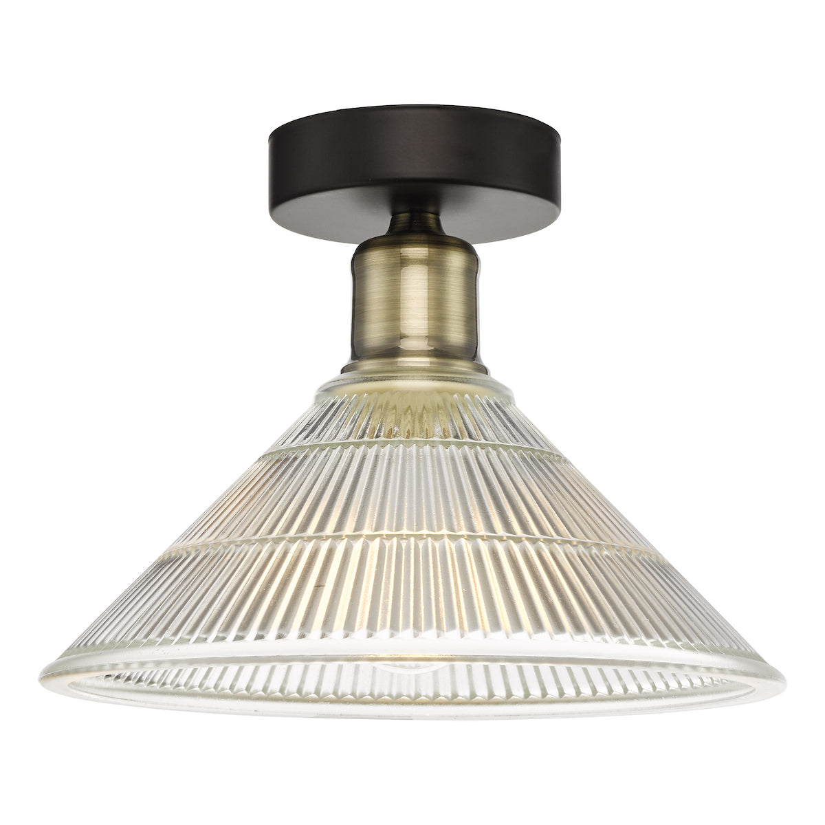 BOYD 1LT FLUSH ANTIQUE BRASS BLACK GLASS