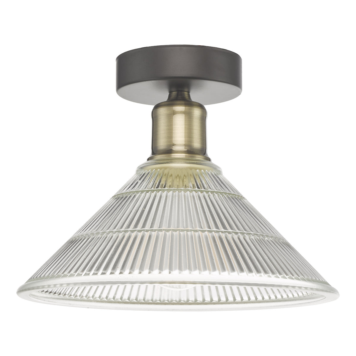 BOYD 1LT FLUSH ANTIQUE BRASS BLACK GLASS