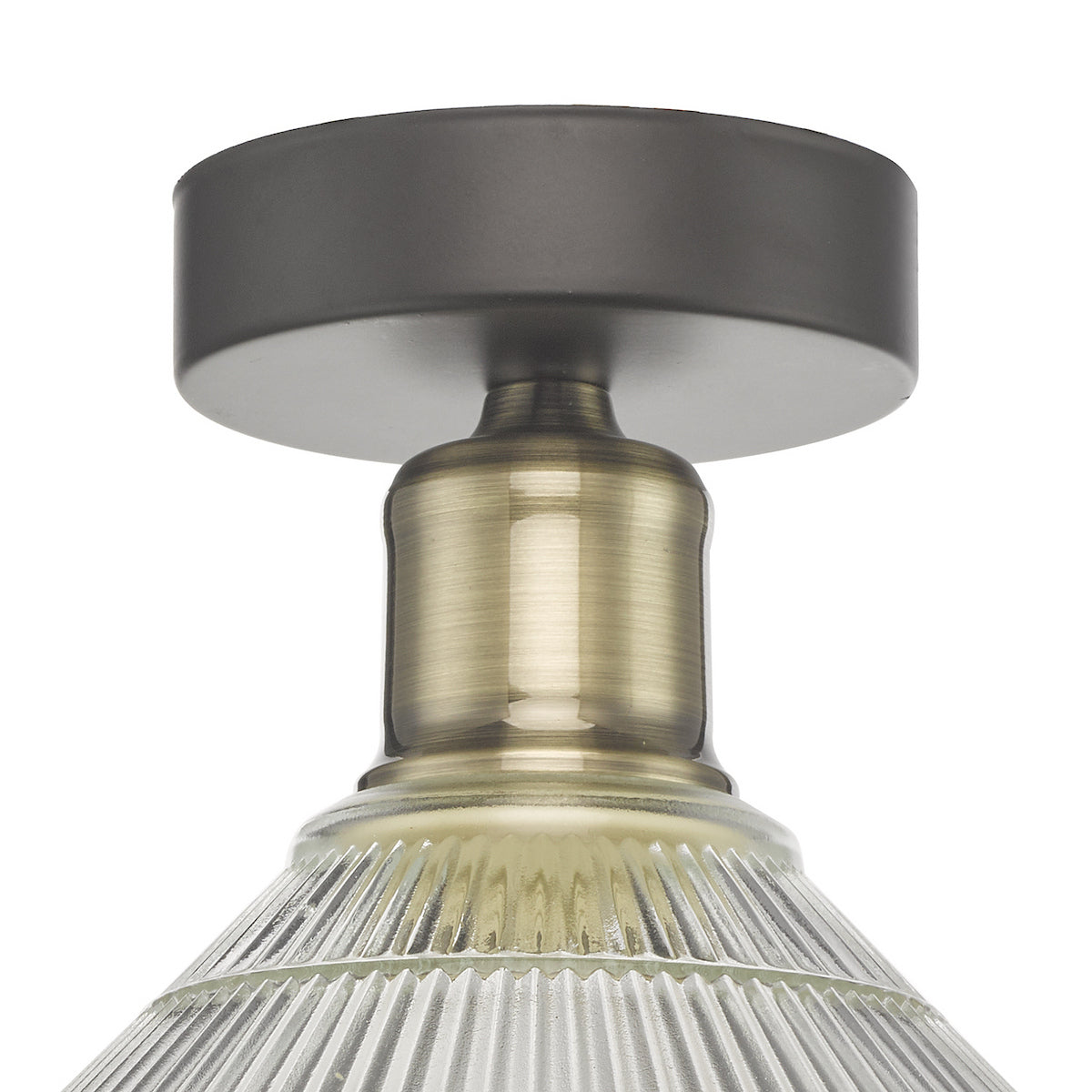 BOYD 1LT FLUSH ANTIQUE BRASS BLACK GLASS