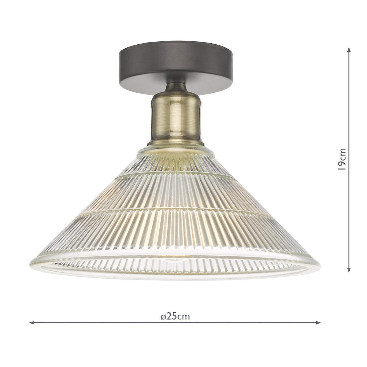 BOYD 1LT FLUSH ANTIQUE BRASS BLACK GLASS