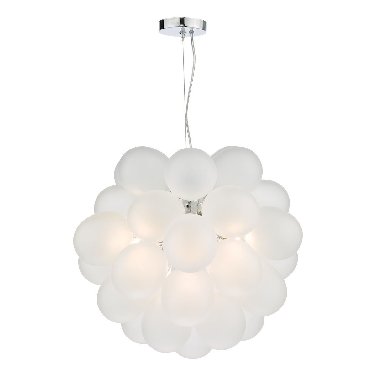 BUBBLES 6LT PENDANT POLISHED CHROME FROSTED GLASS