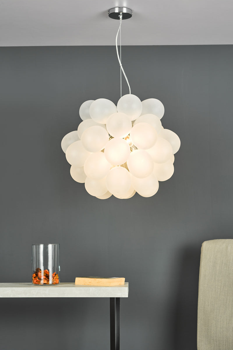 BUBBLES 6LT PENDANT POLISHED CHROME FROSTED GLASS
