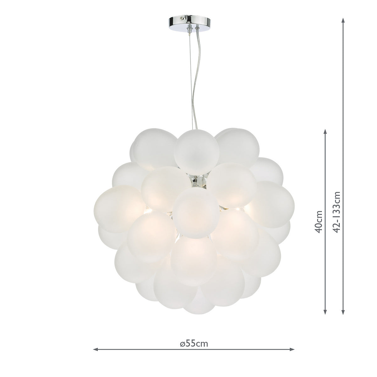 BUBBLES 6LT PENDANT POLISHED CHROME FROSTED GLASS