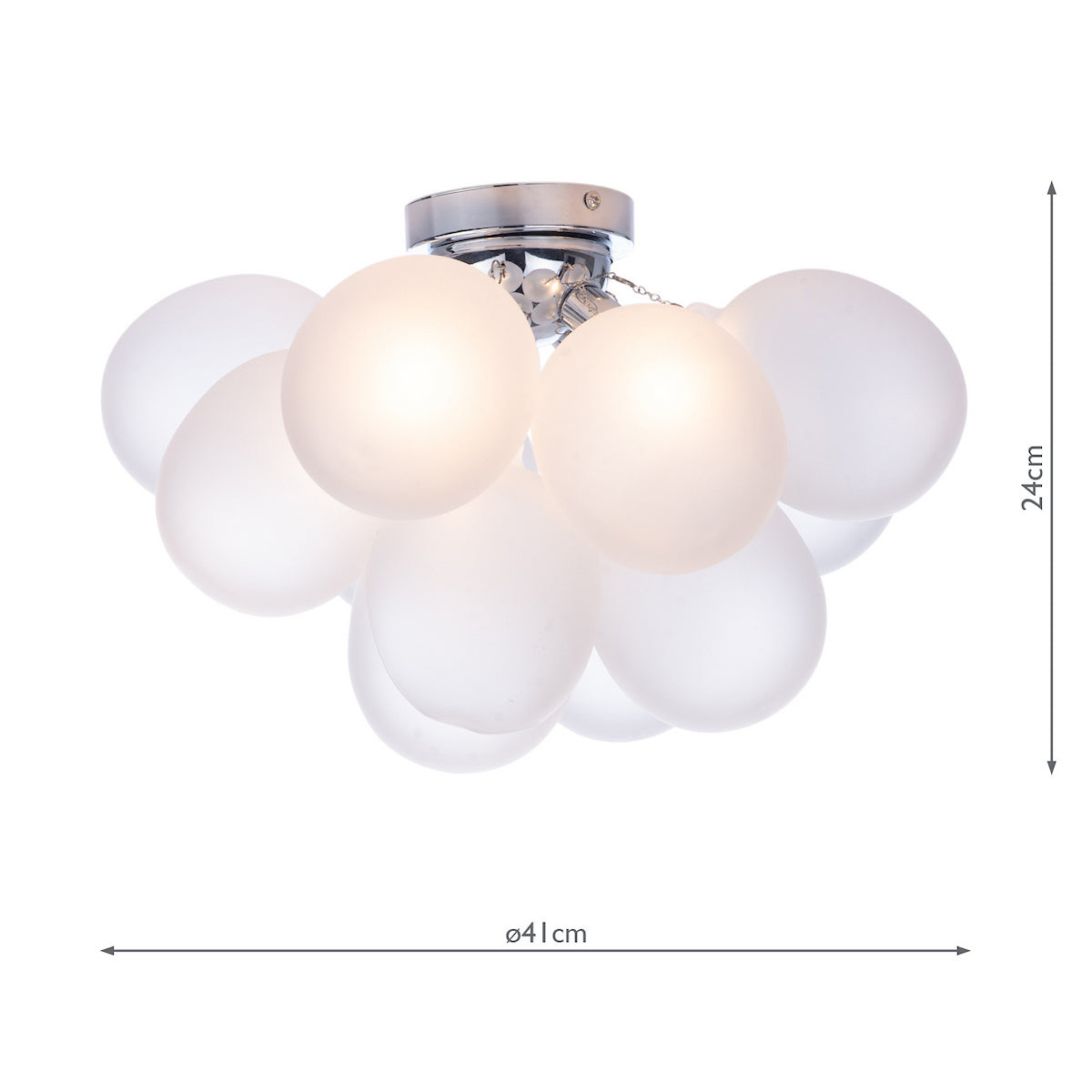 BUBBLES 4LT FLUSH POLISHED CHROME FROSTED GLASS