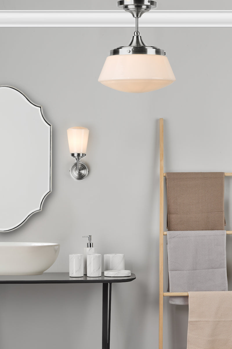 CADEN 1LT SEMI FLUSH POL CHR/ OPAL IP44