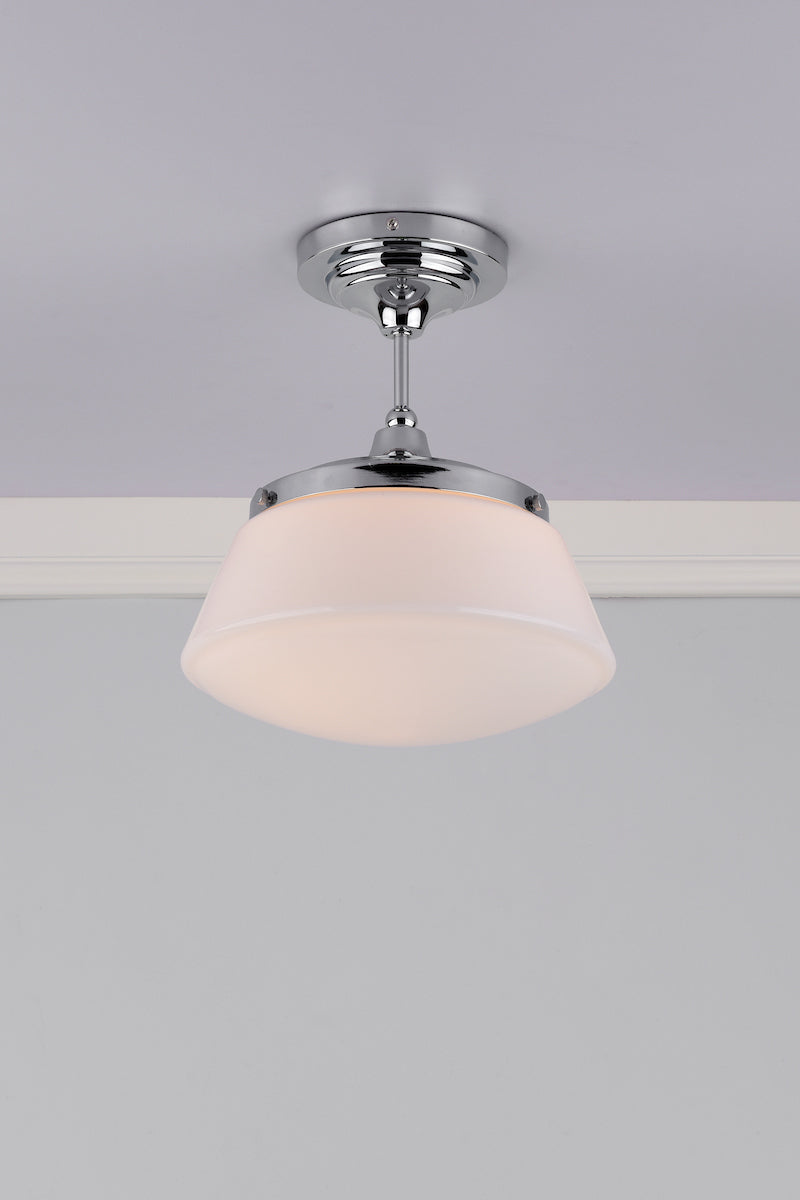 CADEN 1LT SEMI FLUSH POL CHR/ OPAL IP44