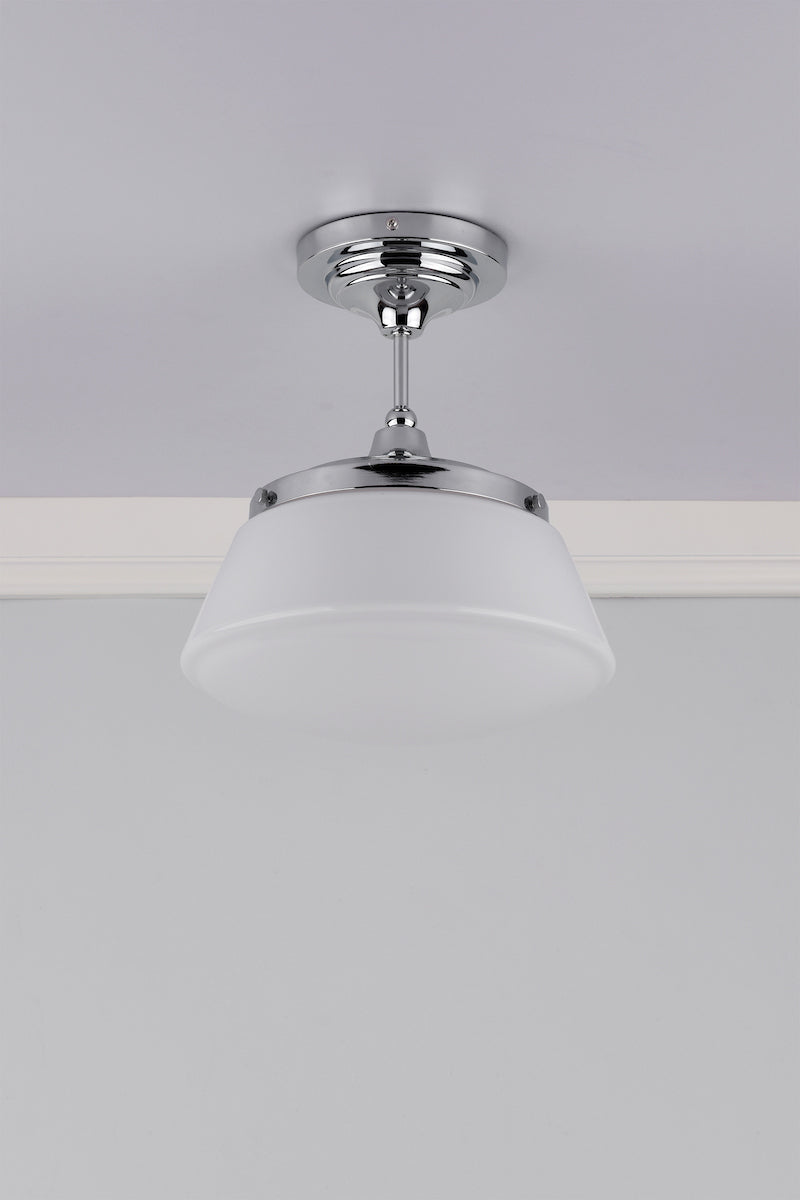 CADEN 1LT SEMI FLUSH POL CHR/ OPAL IP44
