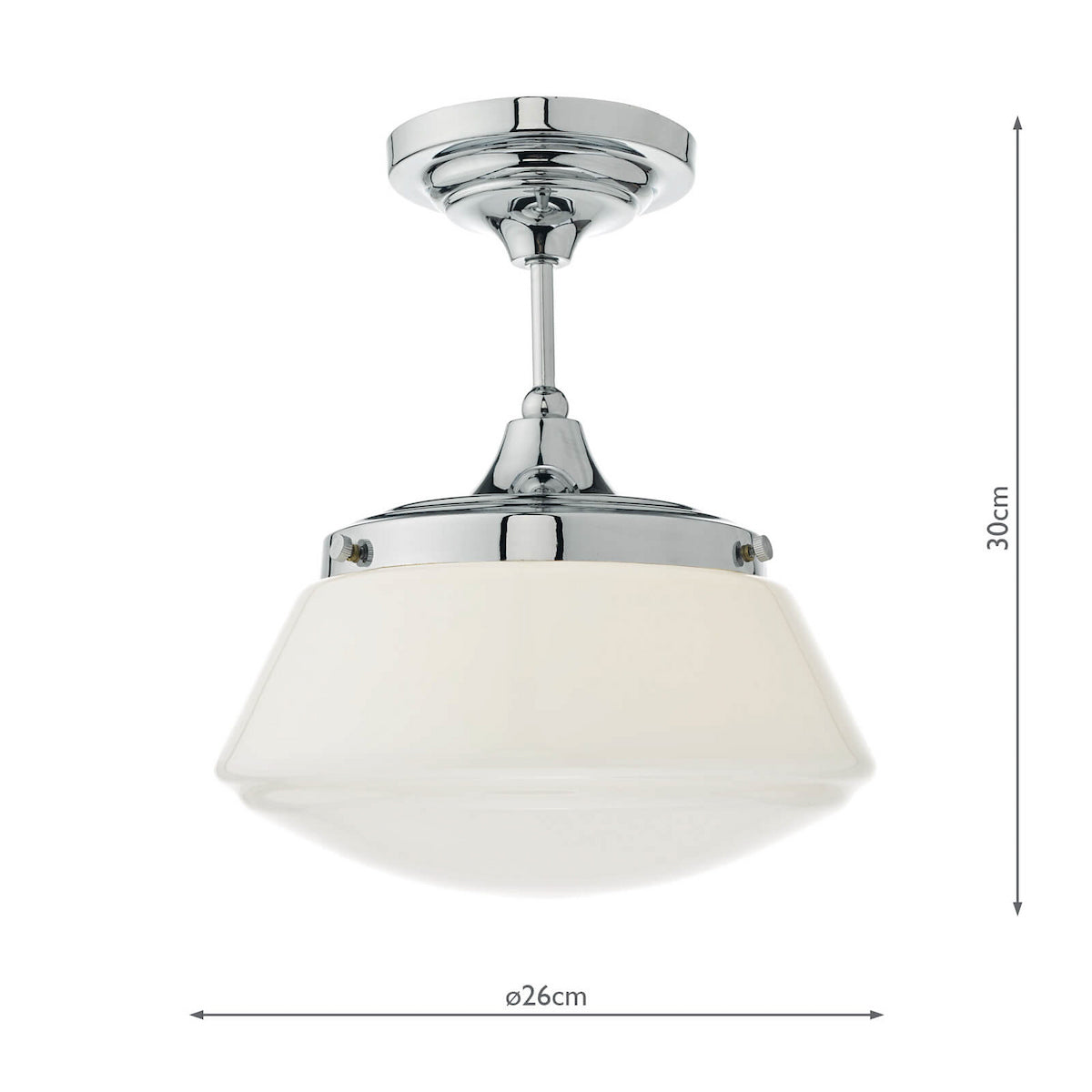 CADEN 1LT SEMI FLUSH POL CHR/ OPAL IP44