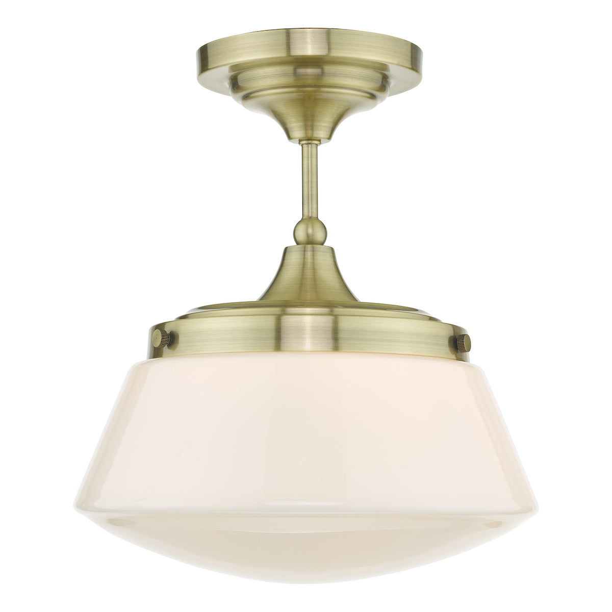 CADEN 1LT SEMI FLUSH ANT BRA/ OPAL IP44