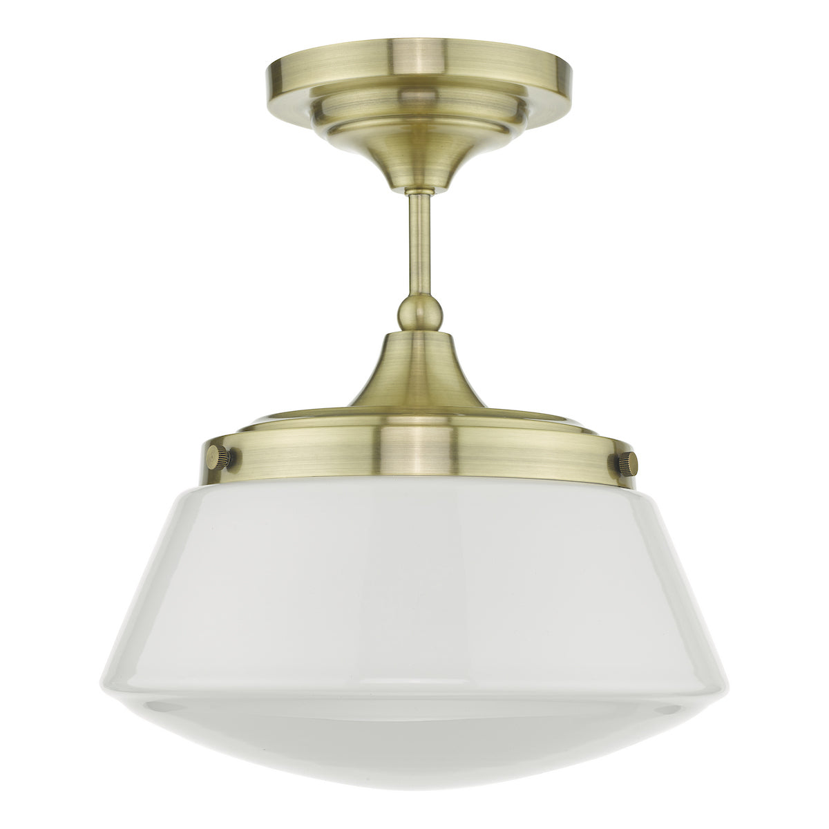 CADEN 1LT SEMI FLUSH ANT BRA/ OPAL IP44
