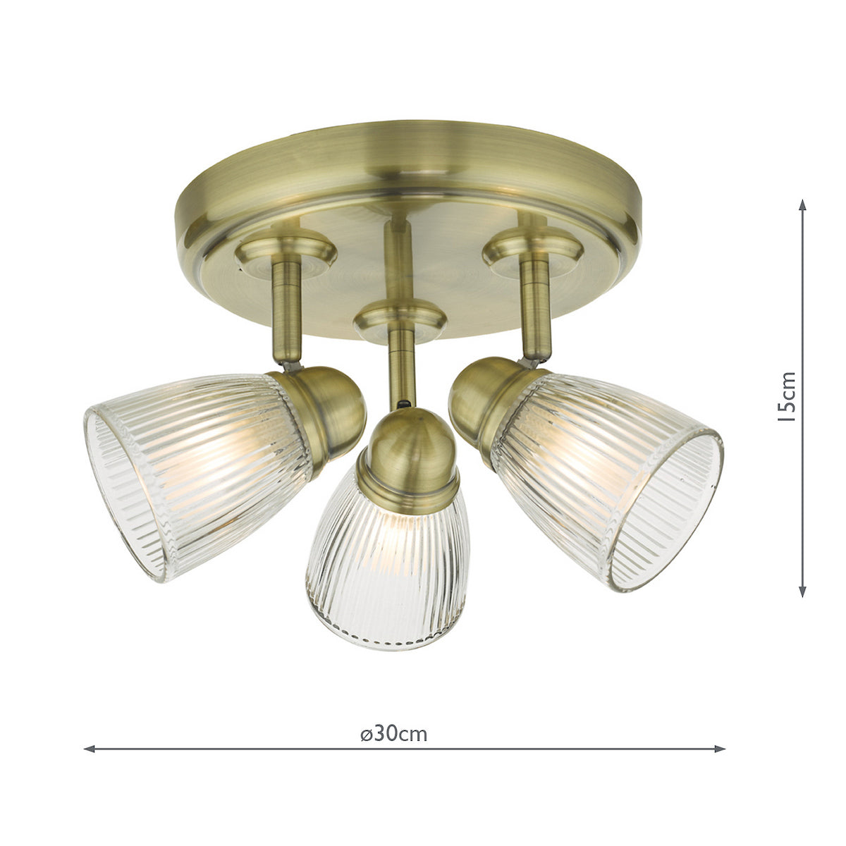 CEDRIC 3LT ROUND PLATE SPOT ANT BRASS IP44