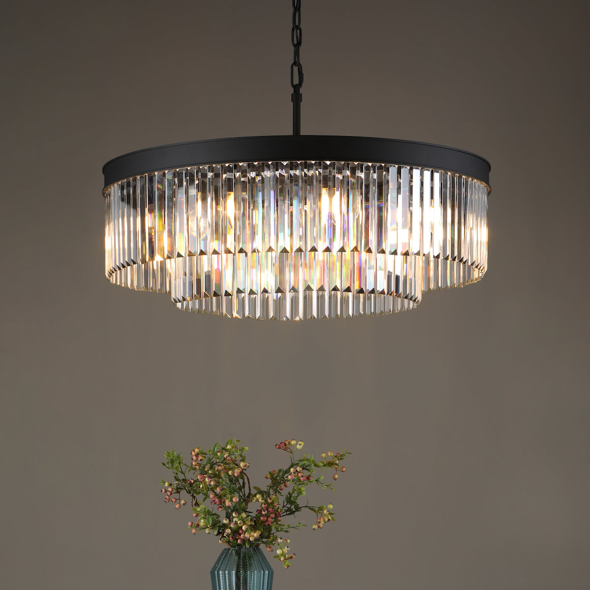 CELEUS 8LT PENDANT BLACK AND CLEAR