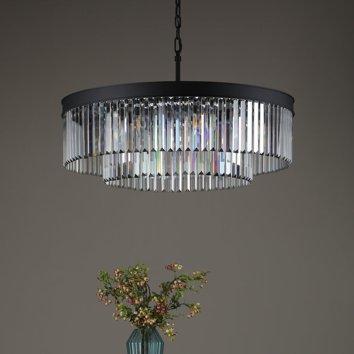 CELEUS 8LT PENDANT BLACK AND CLEAR