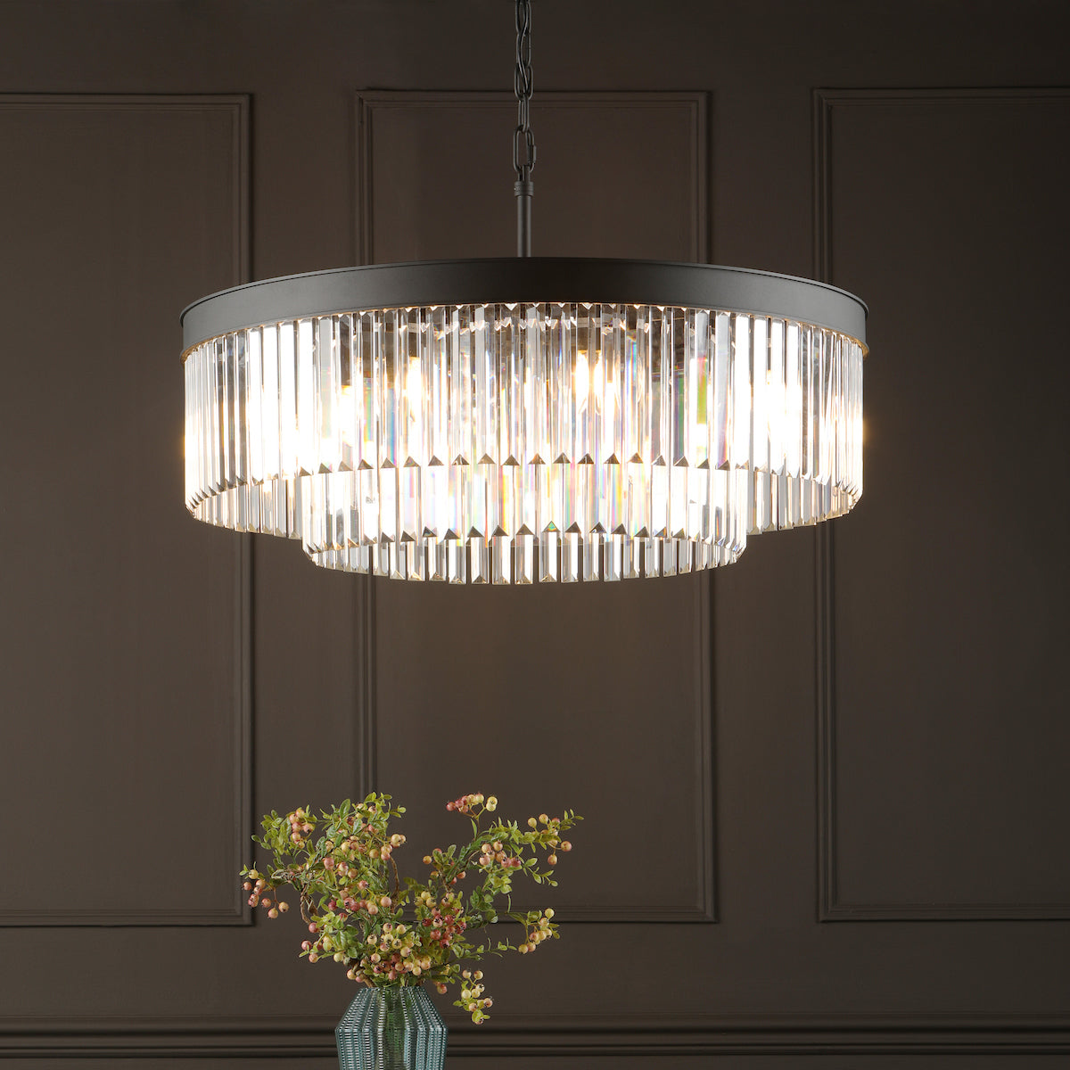 CELEUS 8LT PENDANT BLACK AND CLEAR