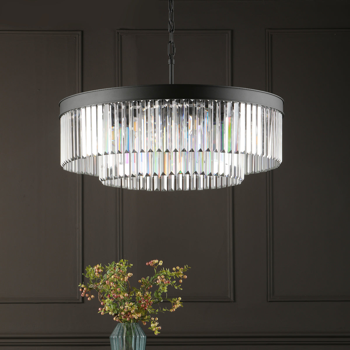CELEUS 8LT PENDANT BLACK AND CLEAR