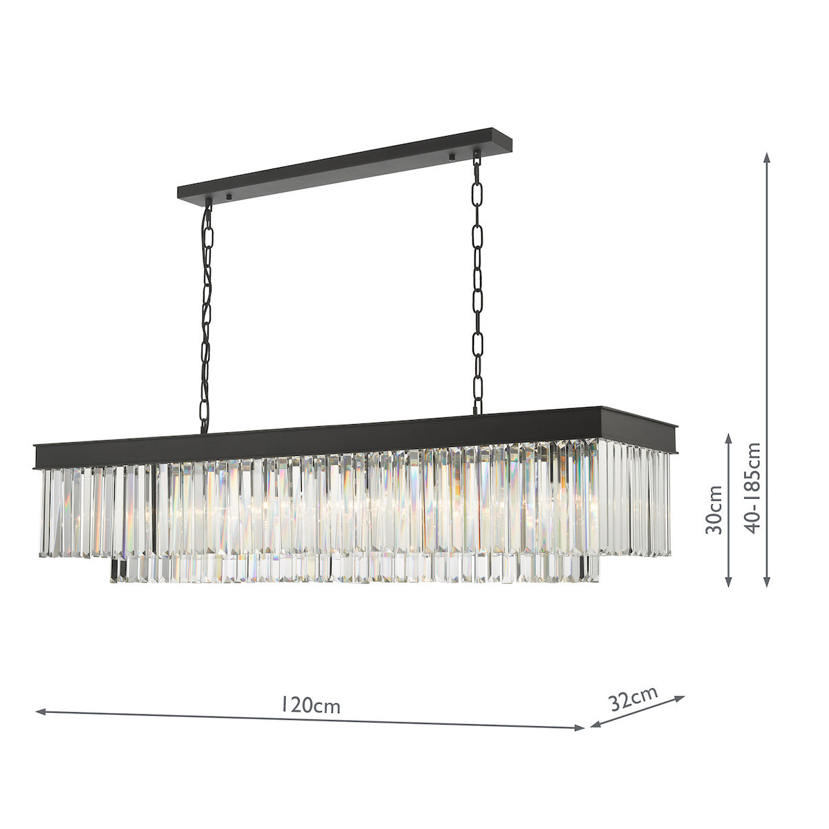 CELEUS 6LT BAR PENDANT BLACK AND CLEAR