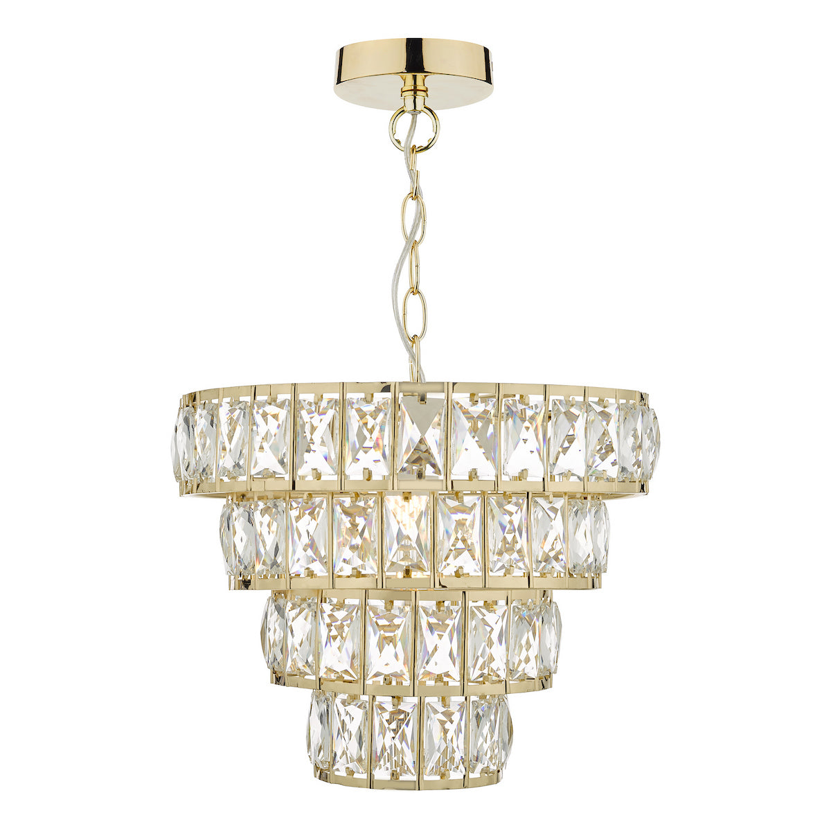 CERYS 1LT 4 TIER PENDANT CRYSTAL & GOLD