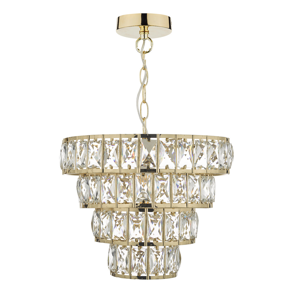 CERYS 1LT 4 TIER PENDANT CRYSTAL & GOLD
