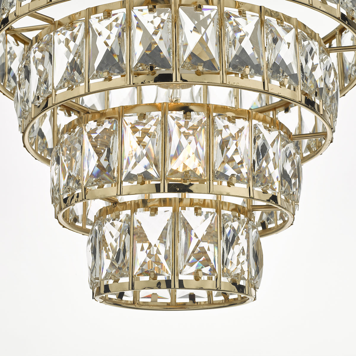 CERYS 1LT 4 TIER PENDANT CRYSTAL & GOLD