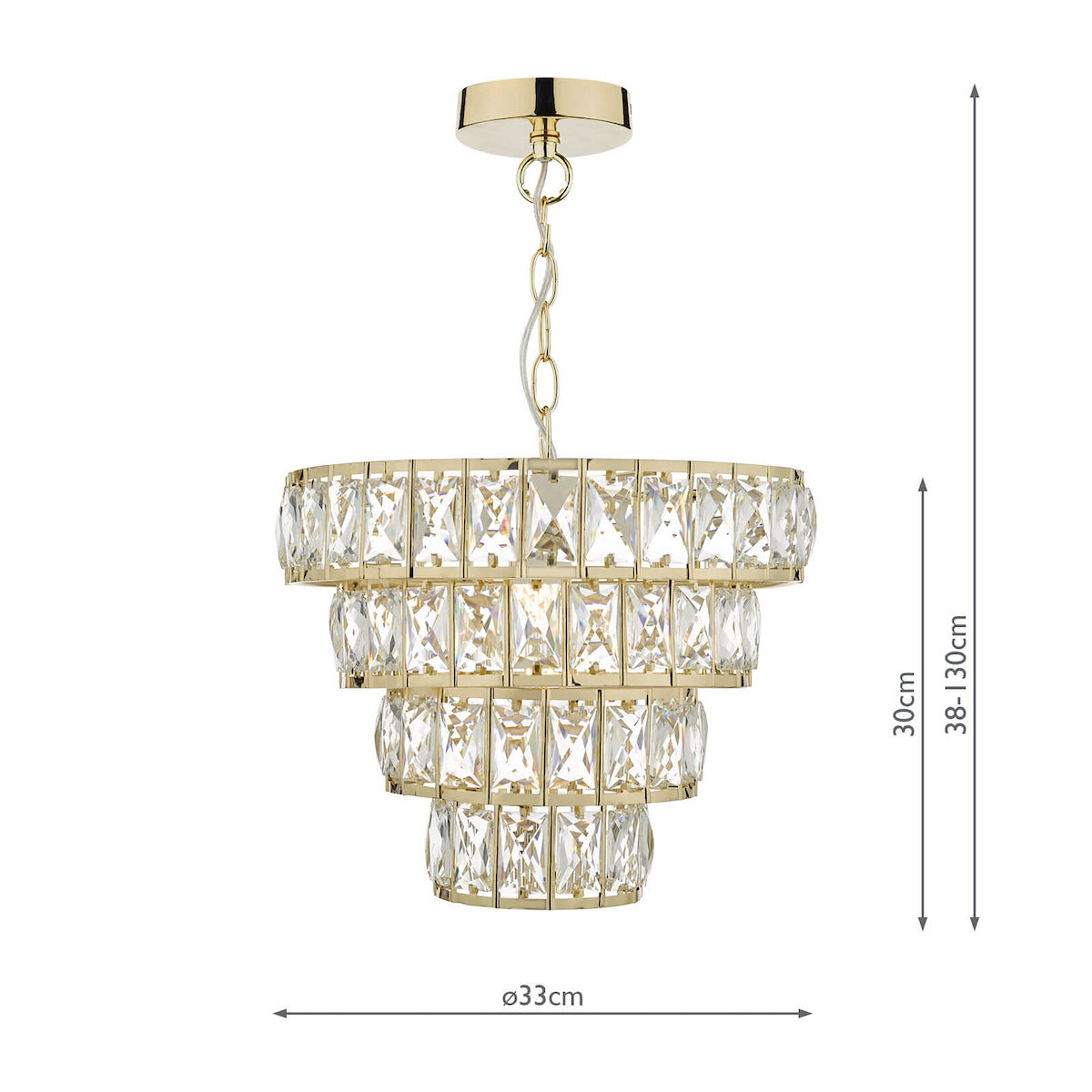 CERYS 1LT 4 TIER PENDANT CRYSTAL & GOLD