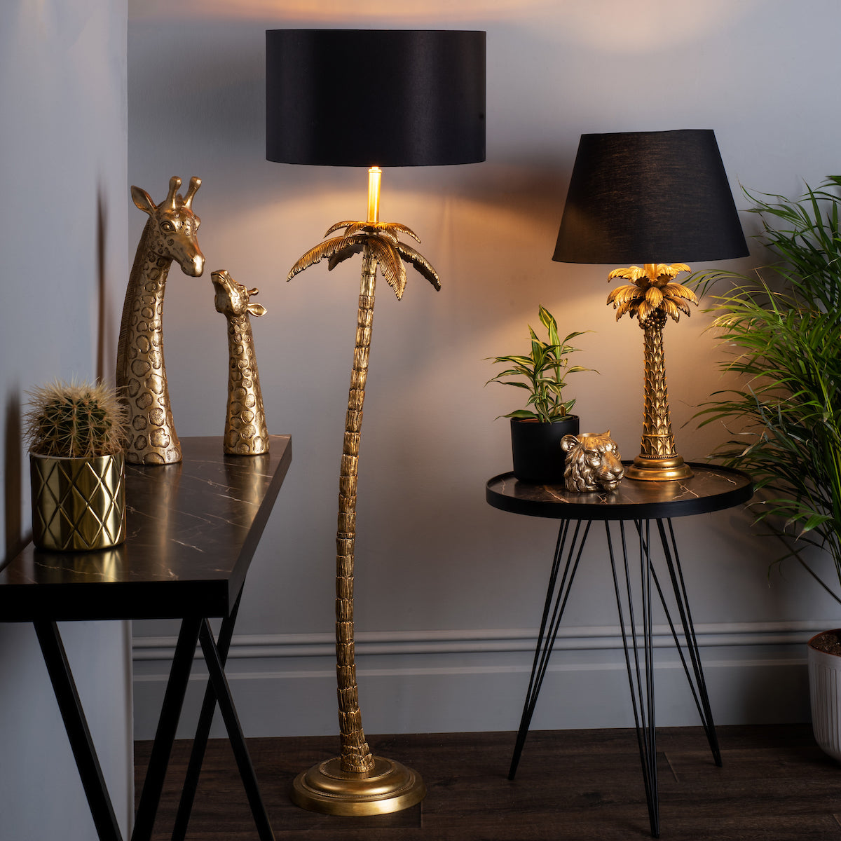 COCO FLOOR LAMP ANTIQUE GOLD CW SHADE