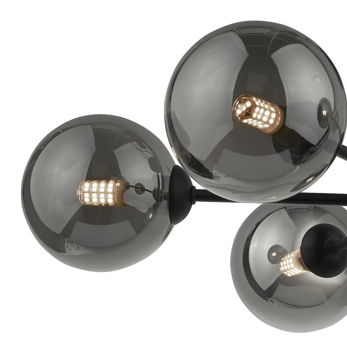 COHEN 7LT SEMI FLUSH MATT BLACK CW SMOKED GLS