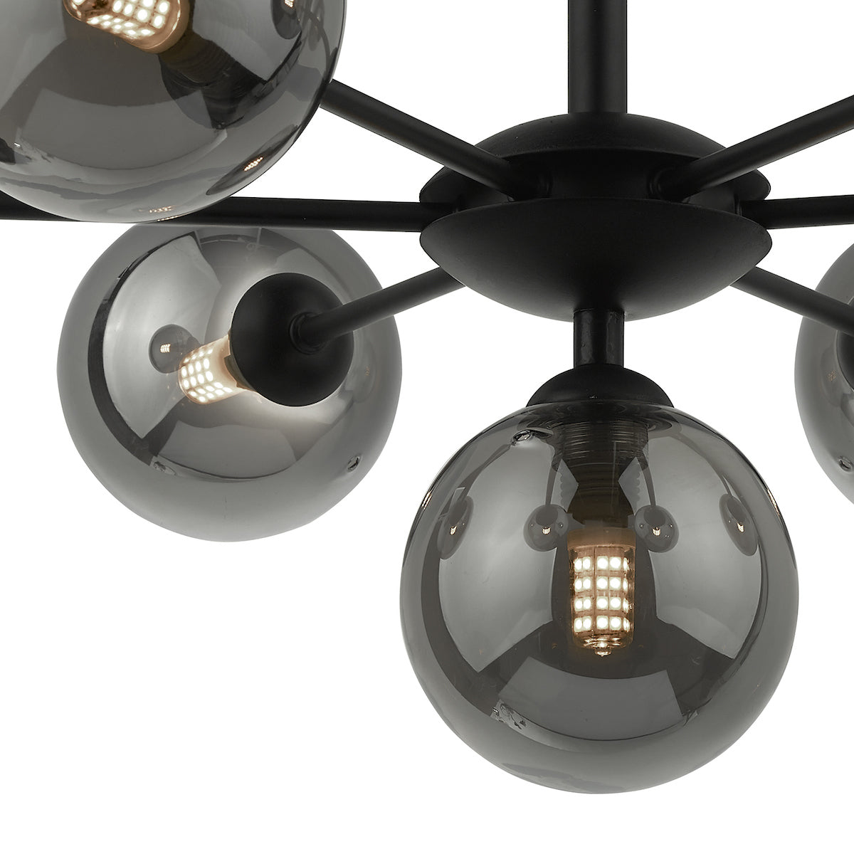 COHEN 7LT SEMI FLUSH MATT BLACK CW SMOKED GLS