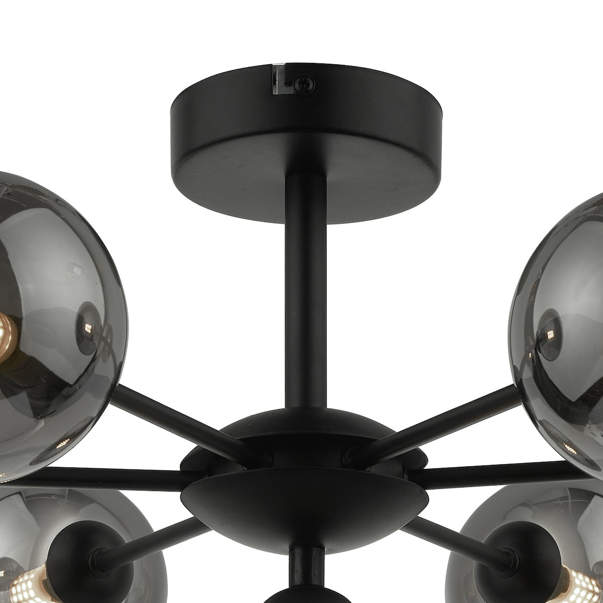 COHEN 7LT SEMI FLUSH MATT BLACK CW SMOKED GLS
