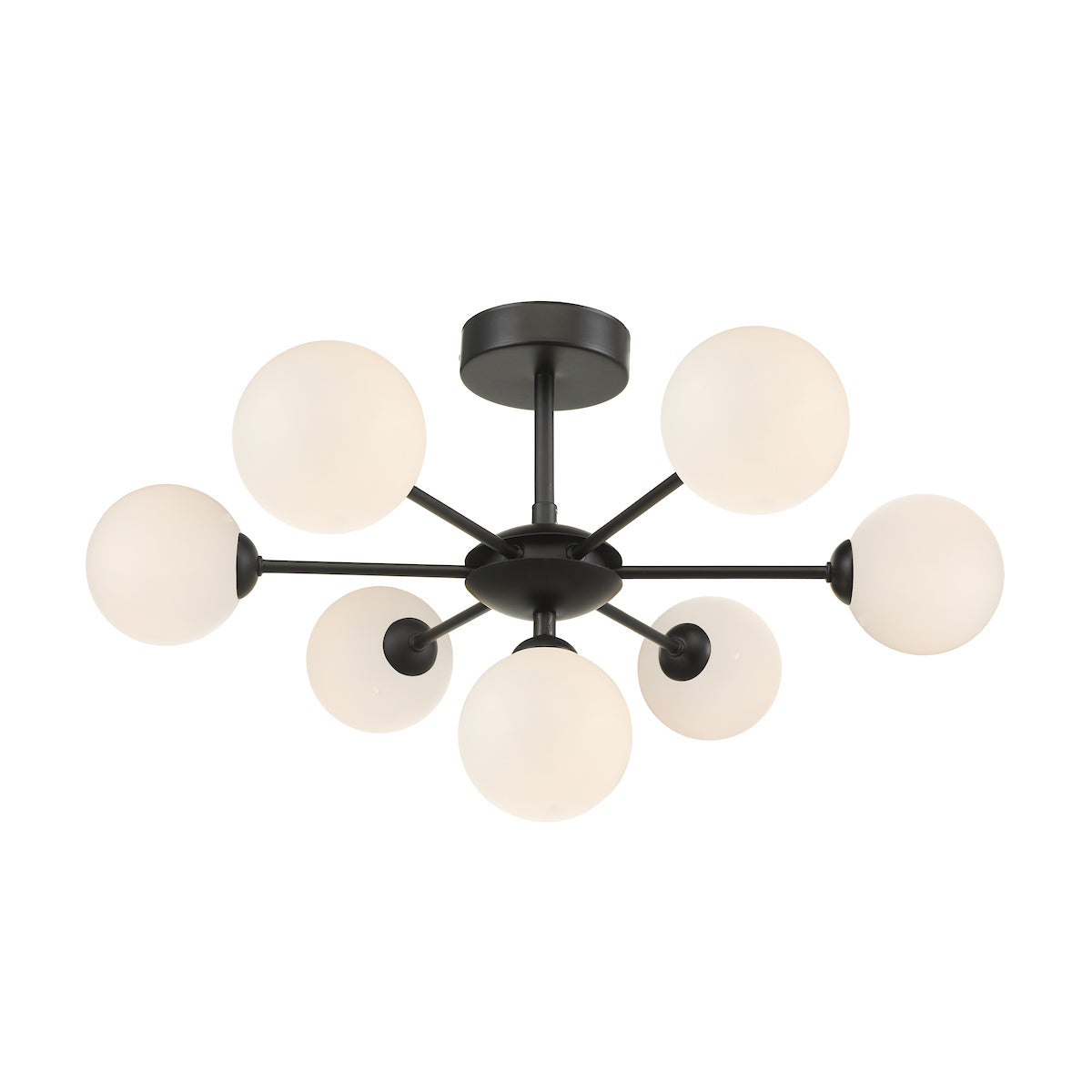 COHEN 7LT SEMI FLUSH MATT BLACK CW OPAL GLS