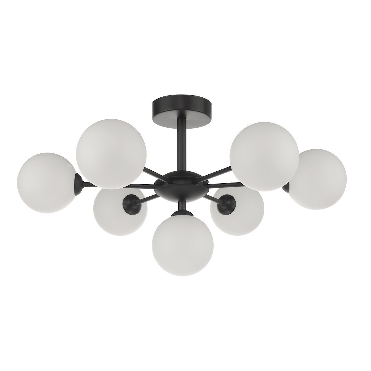 COHEN 7LT SEMI FLUSH MATT BLACK CW OPAL GLS
