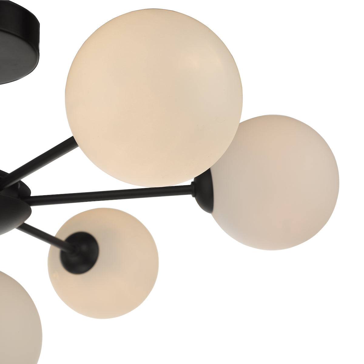 COHEN 7LT SEMI FLUSH MATT BLACK CW OPAL GLS