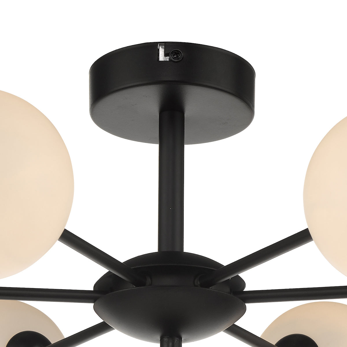 COHEN 7LT SEMI FLUSH MATT BLACK CW OPAL GLS