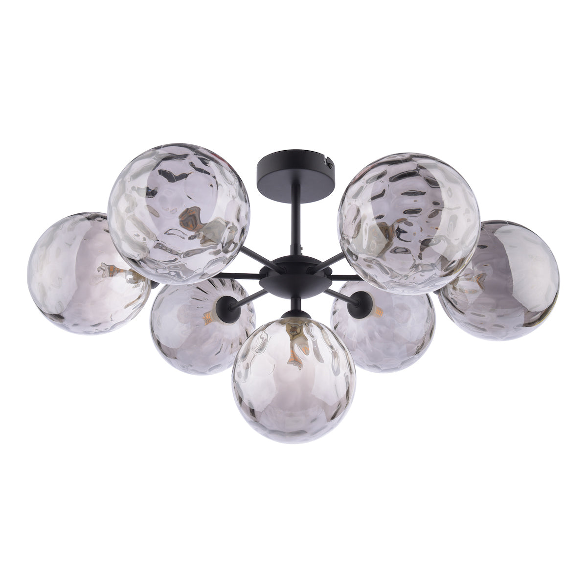 COHEN 7LT SEMI FLUSH MATT BLACK CW SMOKED GLS 150M