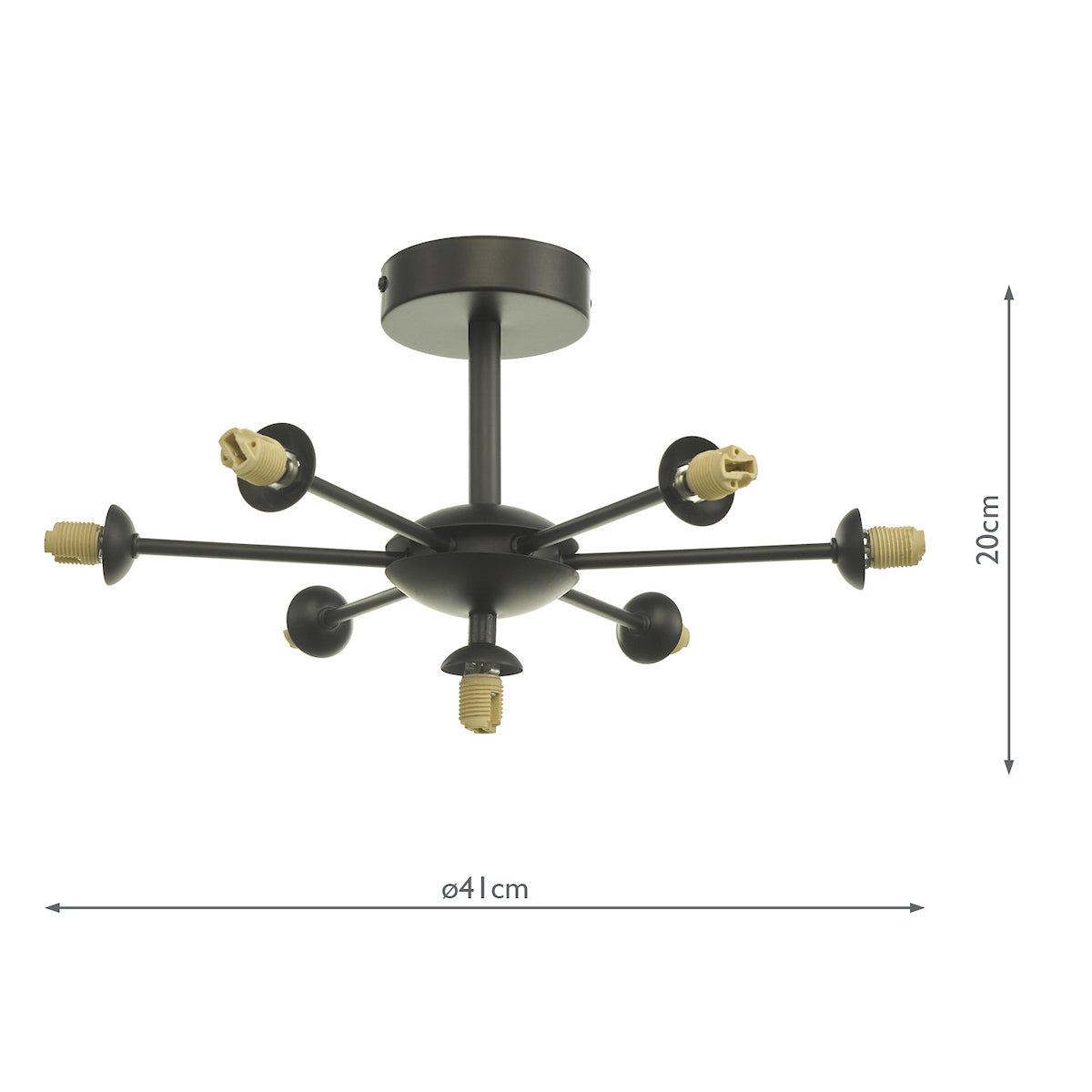 COHEN 7LT SEMI FLUSH MATT BLACK FRAME ONLY