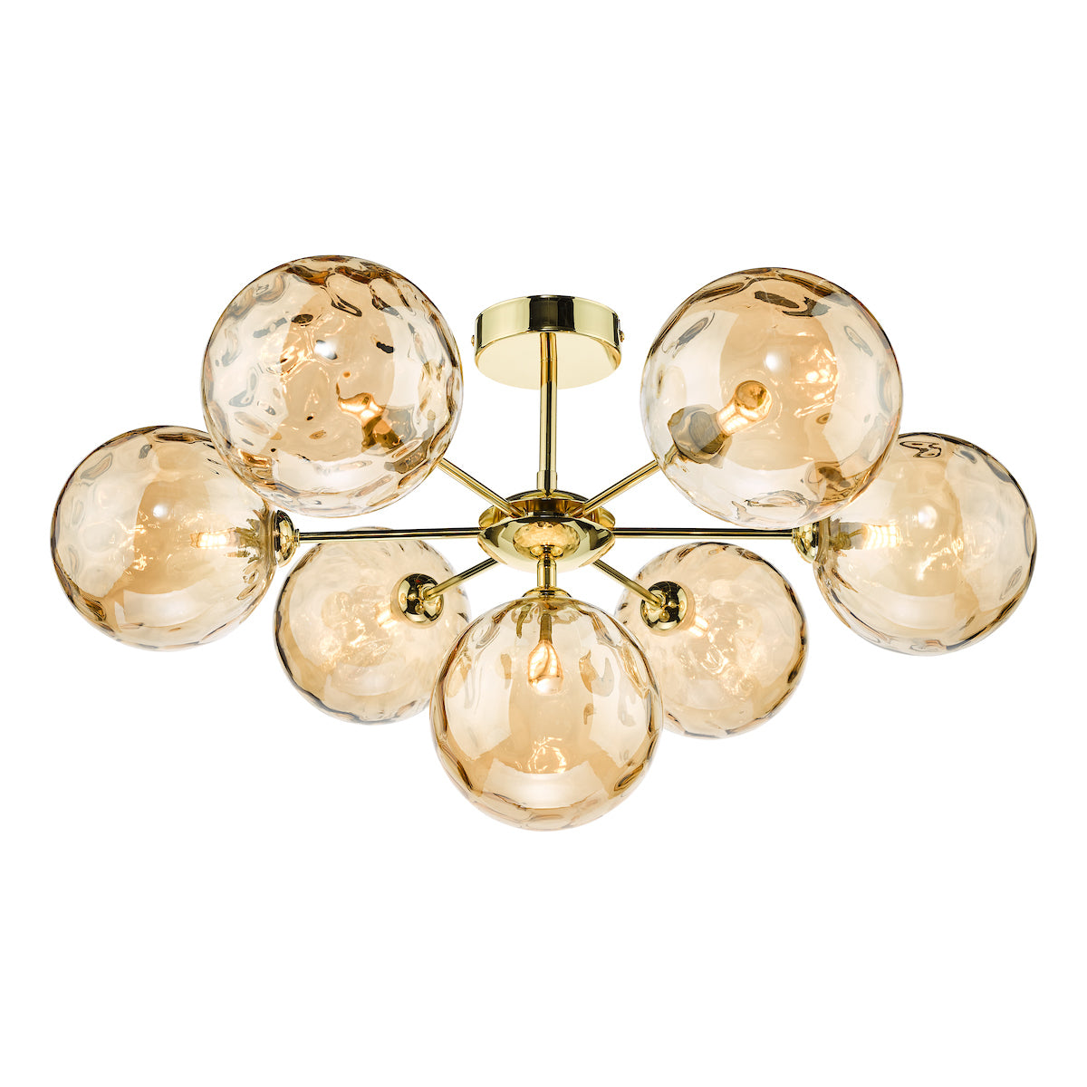 COHEN 7LT SEMI FLUSH GOLD CW CHAMP GLS 150MM