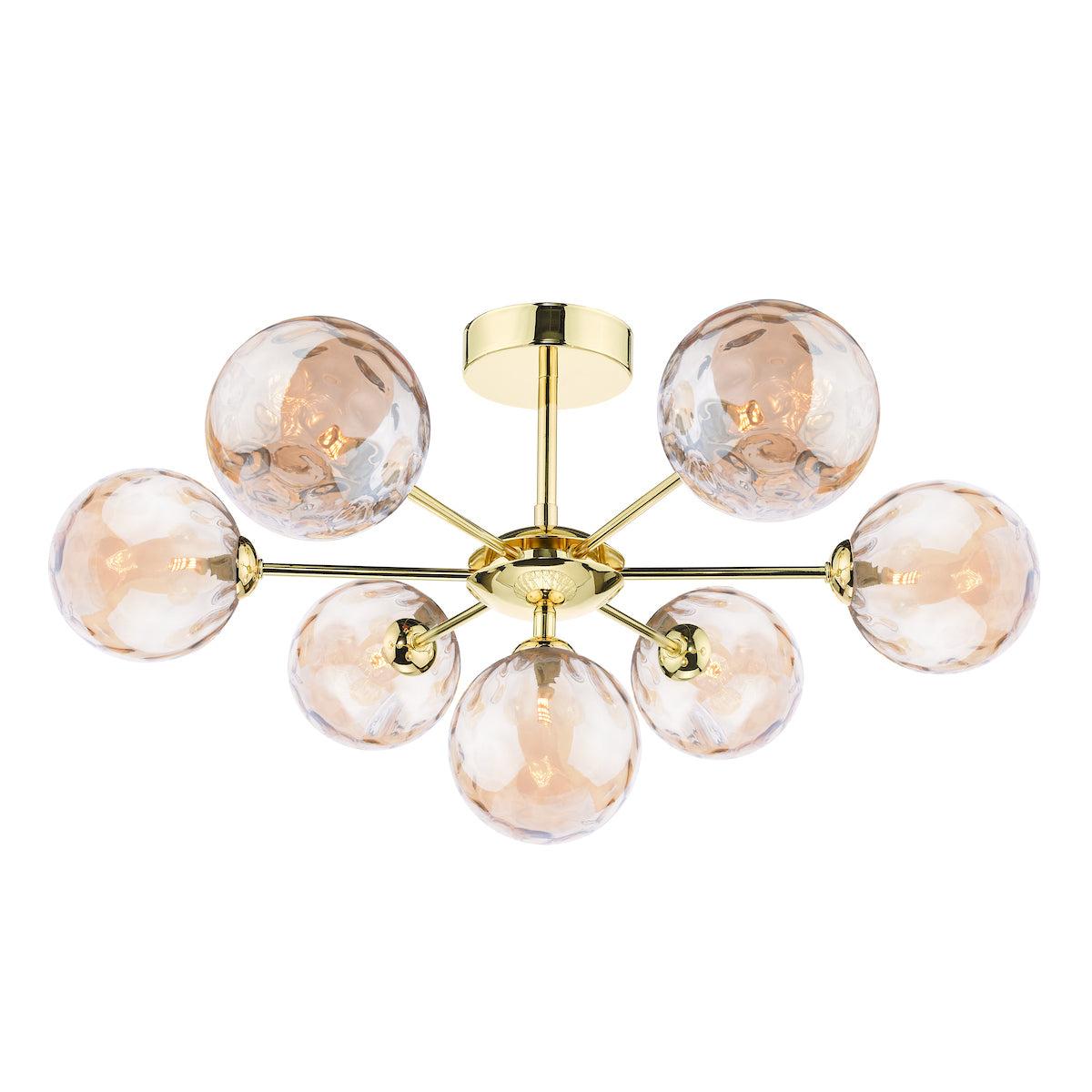 COHEN 7LT SEMI FLUSH GOLD CW CHAMP GLS 150MM