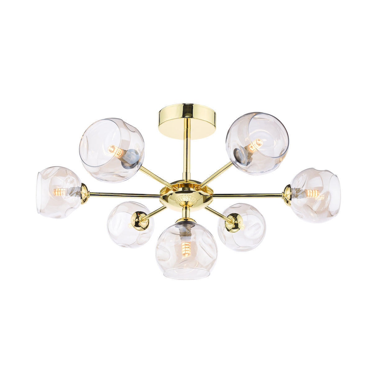 COHEN 7LT SEMI FLUSH GOLD CW CHAMPAGNE OPEN GLS