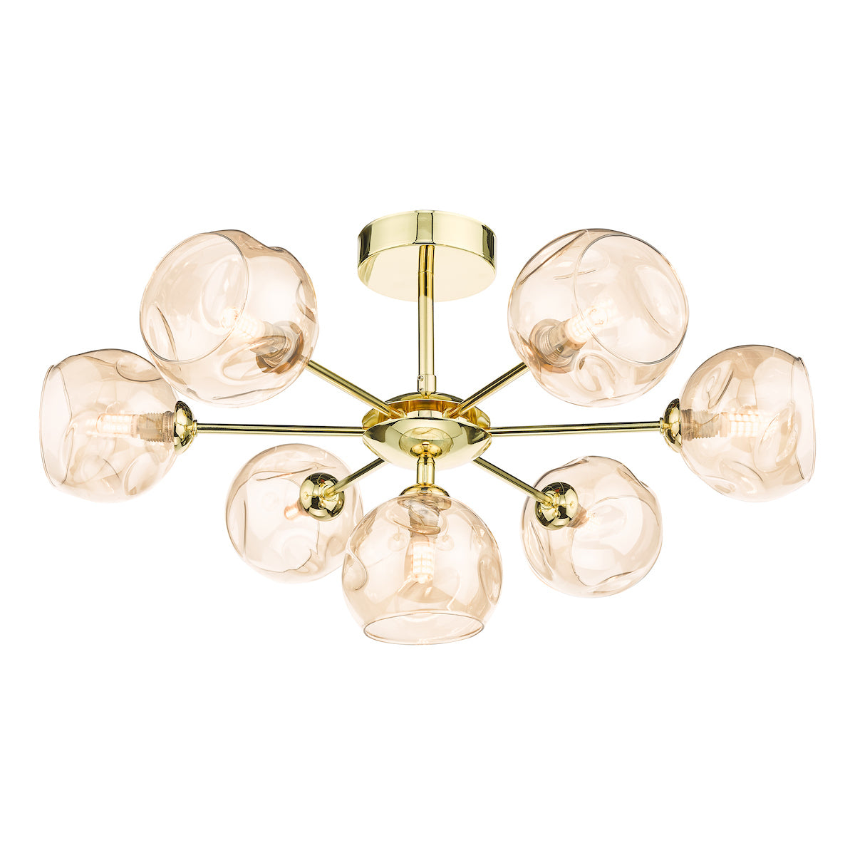 COHEN 7LT SEMI FLUSH GOLD CW CHAMPAGNE OPEN GLS
